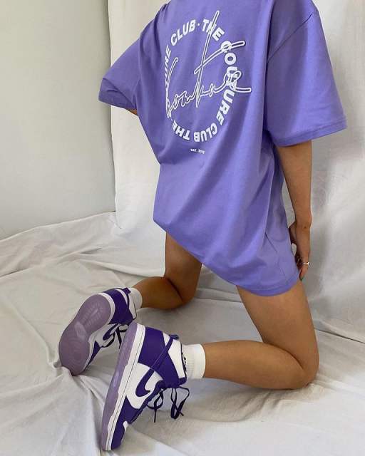 Oversized purple color letter t shirt