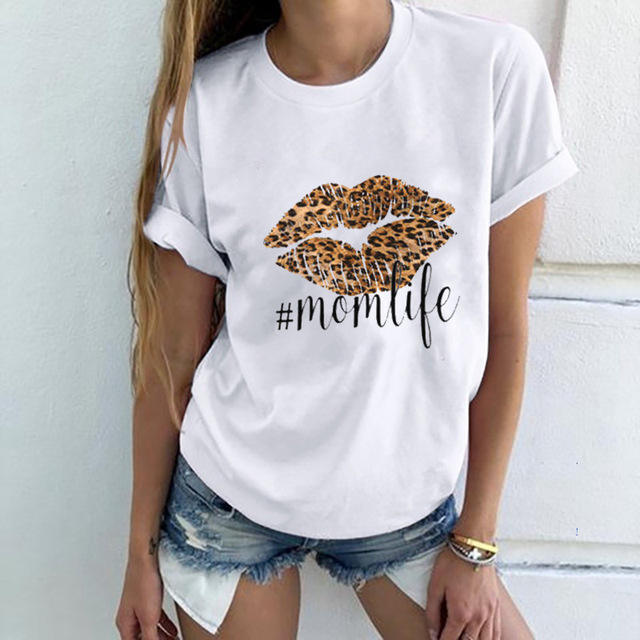 Sexy lips printing women t shirt