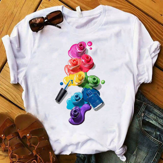 Summer 3D printed women's short-sleeved T-shirt