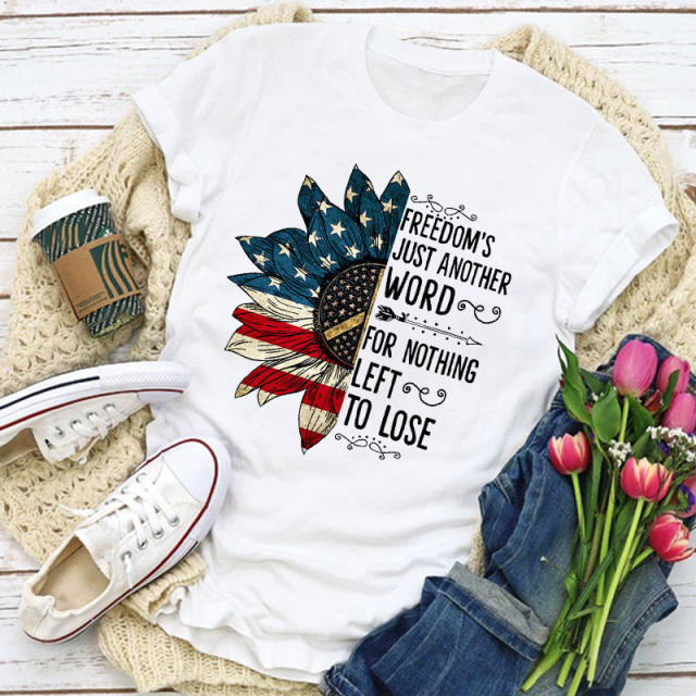 Summer American element printed women's short-sleeved T-shirt