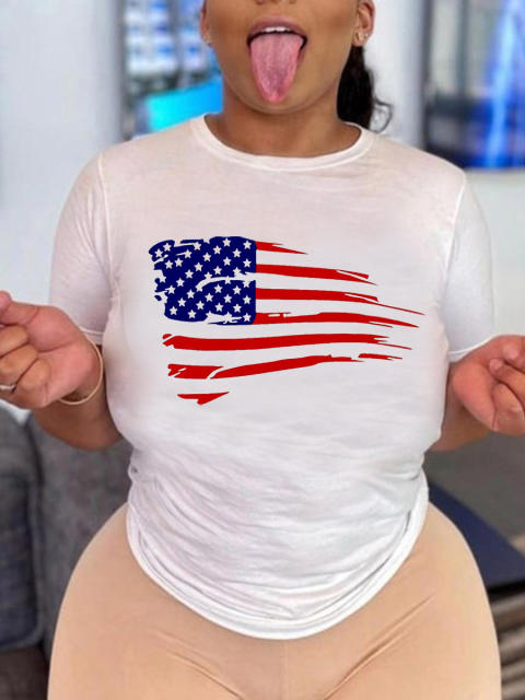 Summer Love flag printed women's short-sleeved T-shirt