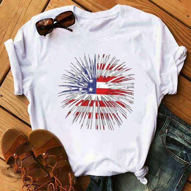 Summer Love flag printed women's short-sleeved T-shirt