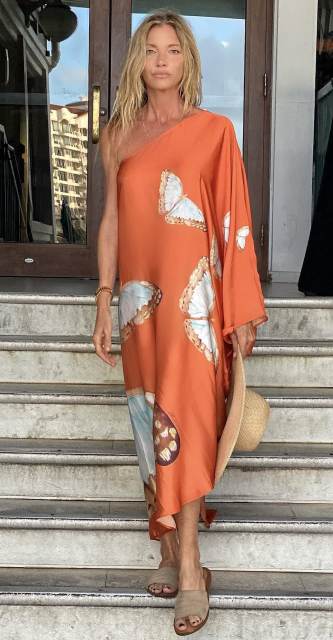 Ebay hot sale patterned satin one shoulder beach dress