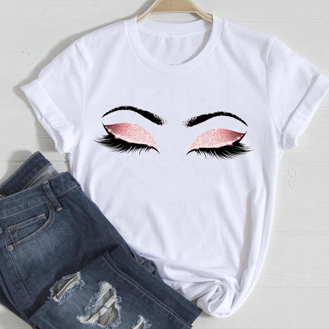 New red lip letter printed women's short-sleeved T-shirt