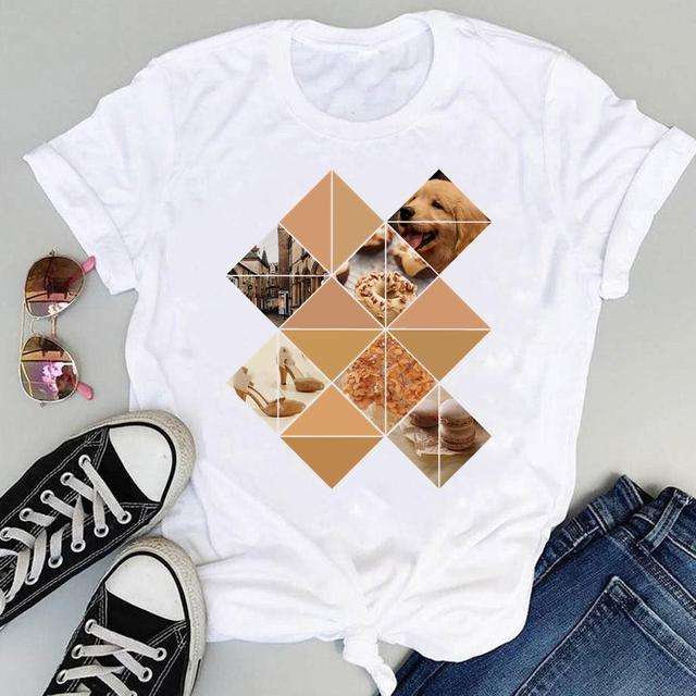 Color geometric shape printing women t shirts