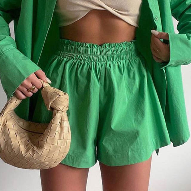 Oversized plain blouse shorts