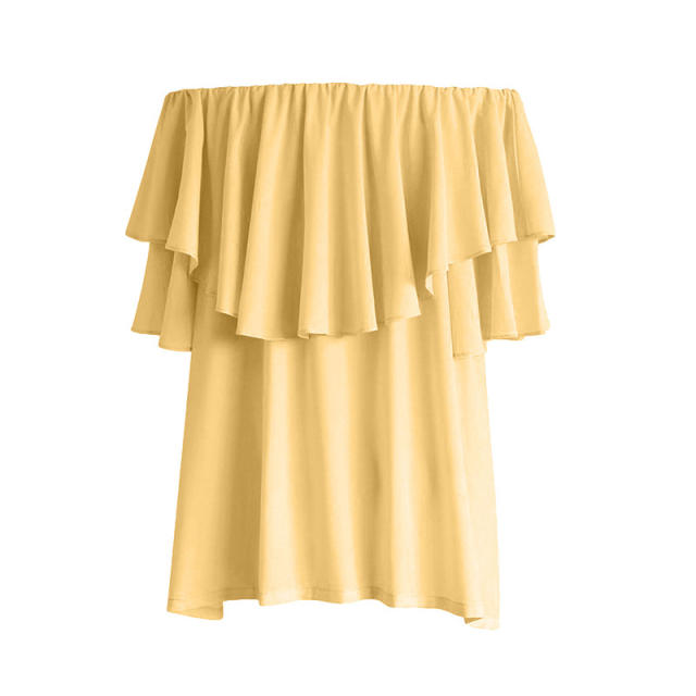 Ruffle chiifon off shoulder tops