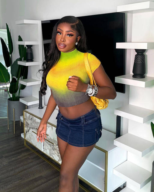 Yellow color crop tops for women