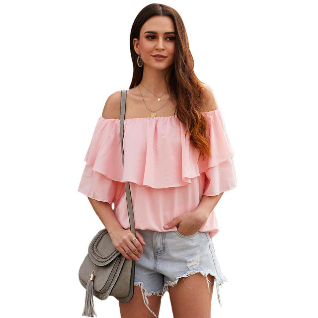 Ruffle chiifon off shoulder tops