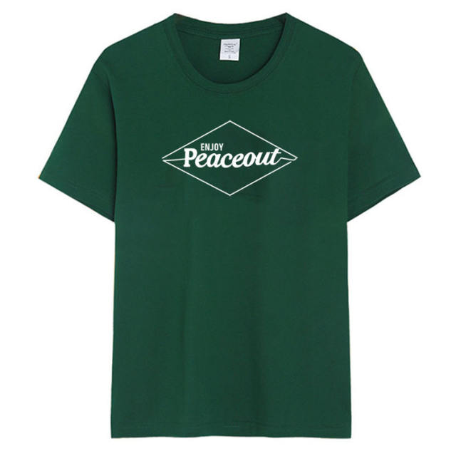 Dark green color letter graphic tees