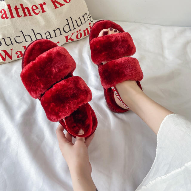 Winter fluzzy flat house slippers