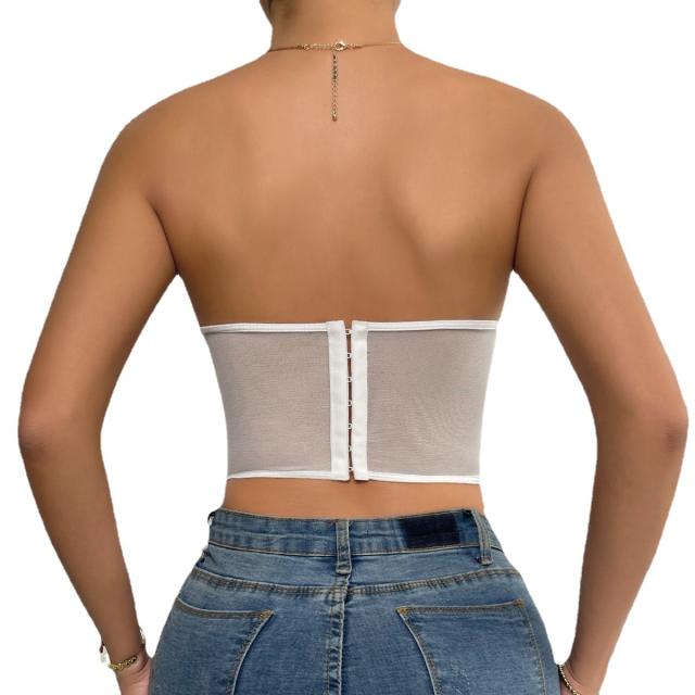 Y2K sexy sheer corset tops