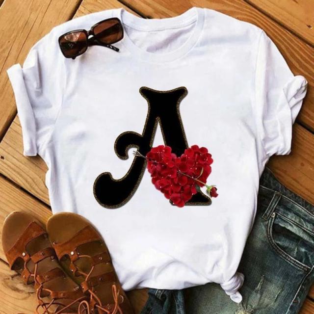 Fashion uppercase letter printed women's short-sleeved T-shirt