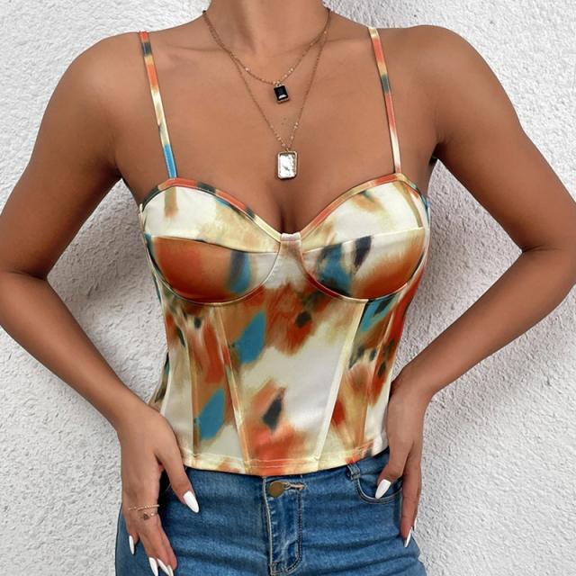 Tie dye corset tops camis