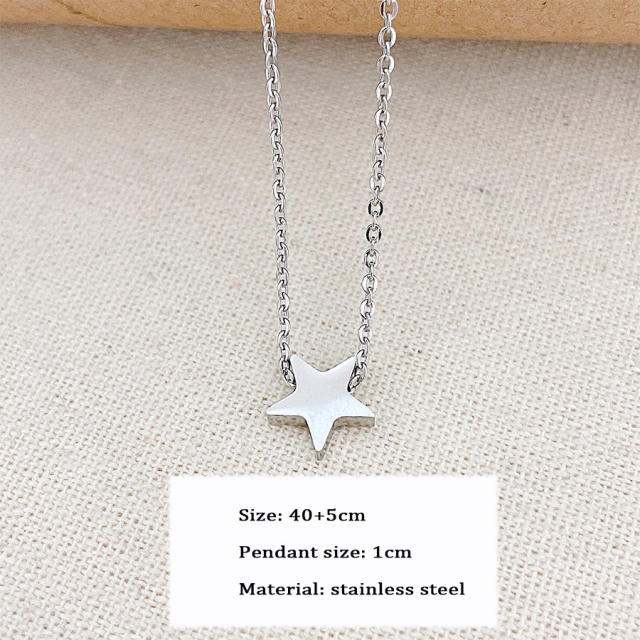 Tiny heart star dainty stainless steel necklace