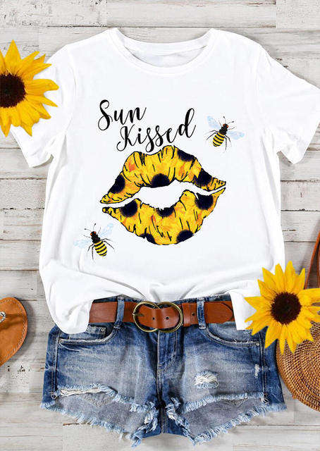 Sexy lips printing women t shirt