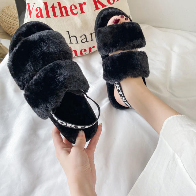 Winter fluzzy flat house slippers