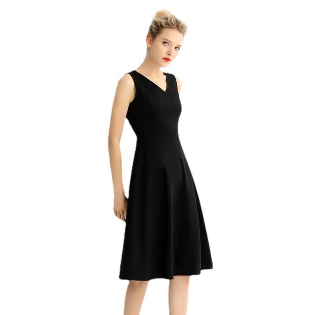 Sleeveless elegant A line little black dress