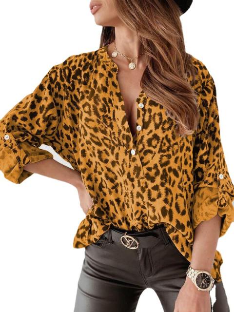 Casual leopard print woman blouse