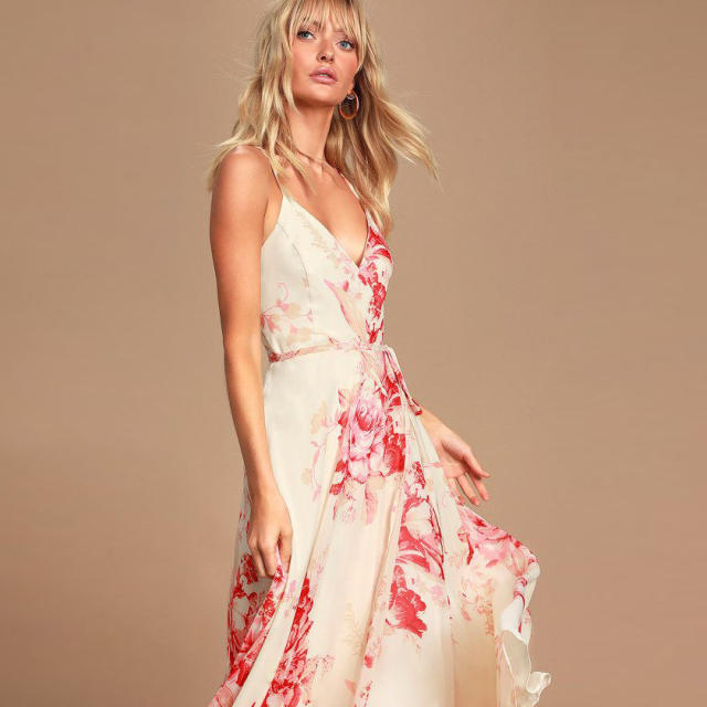 Floral maxi slip dress beach dress