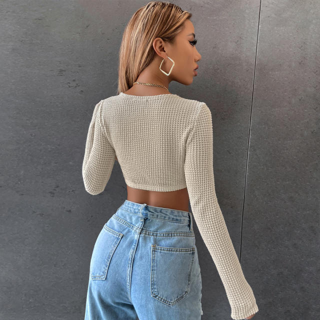 Long sleeve knitted crop tops