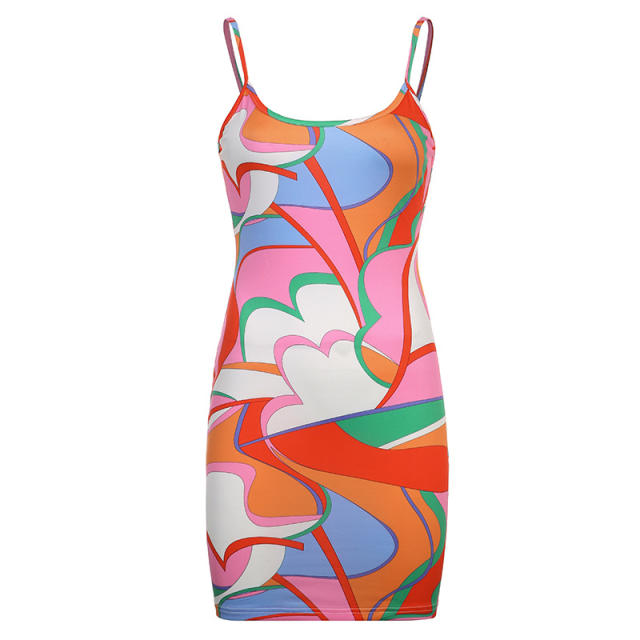 Summer sexy patchwork slip bodycon dress