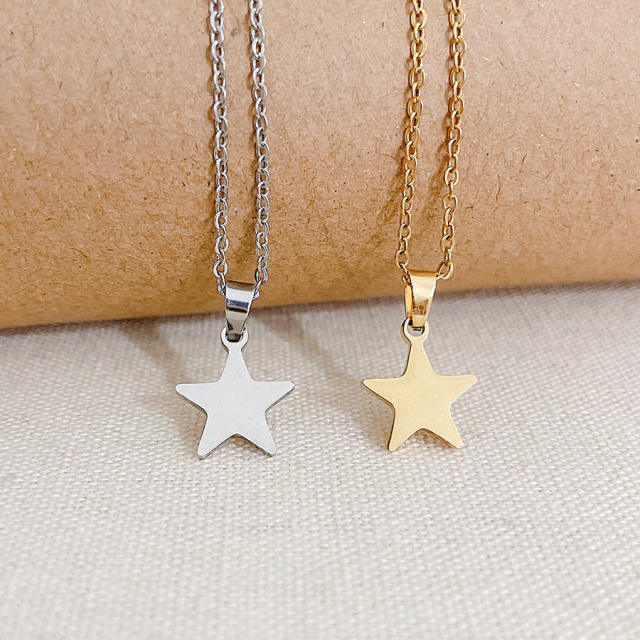 Tiny heart star dainty stainless steel necklace