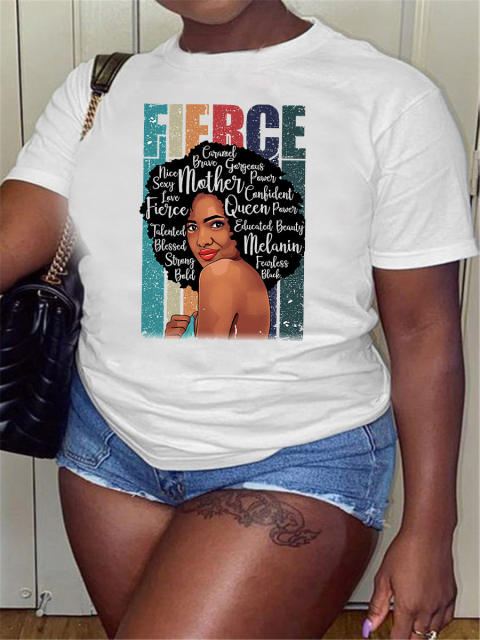 New fashion girl printed women's short-sleeved T-shirt