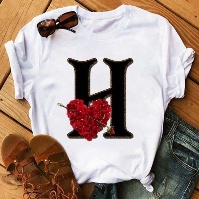 Fashion uppercase letter printed women's short-sleeved T-shirt