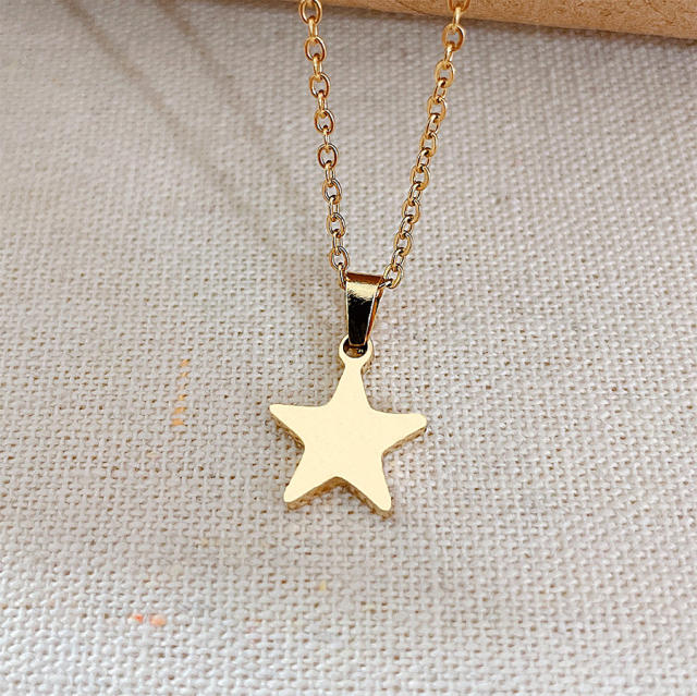 Tiny heart star dainty stainless steel necklace