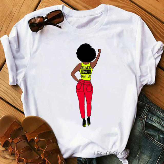 Black lives matter letter print women's short-sleeved T-shirt