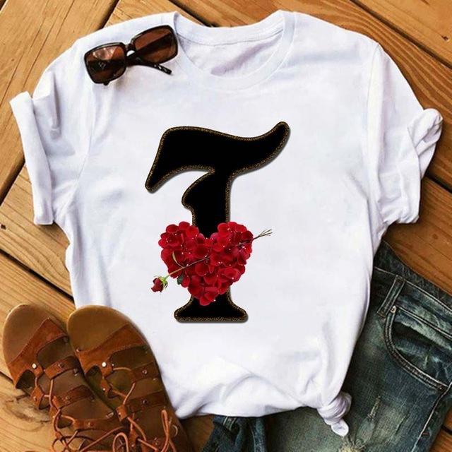 Fashion uppercase letter printed women's short-sleeved T-shirt