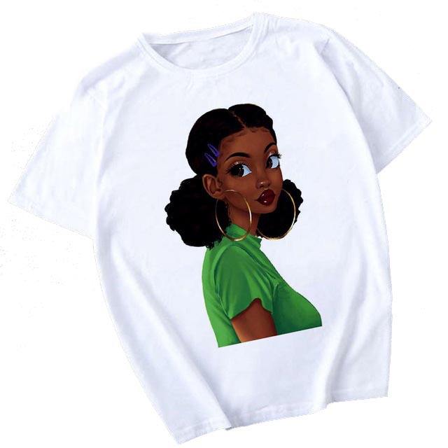 Summer fashion girl printed women's short-sleeved T-shirt