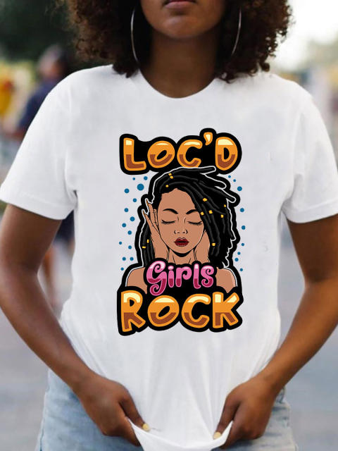 Fashion African girl print women's short sleeve t-shirt