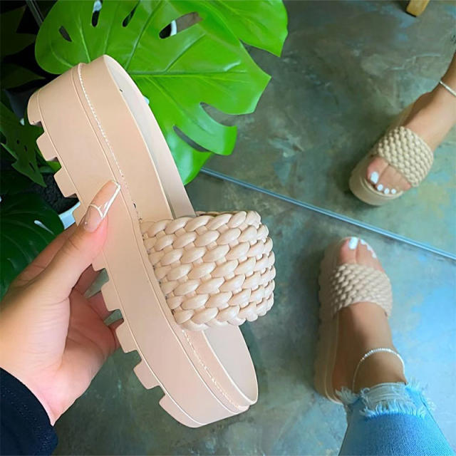 Braided platform slippers