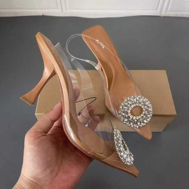 PVC rhinestone clear heels