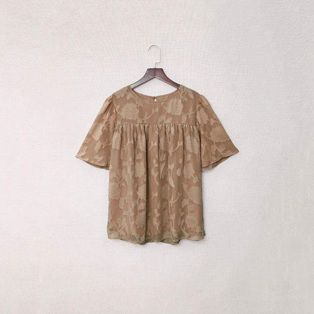 Lace chiffon plain tops