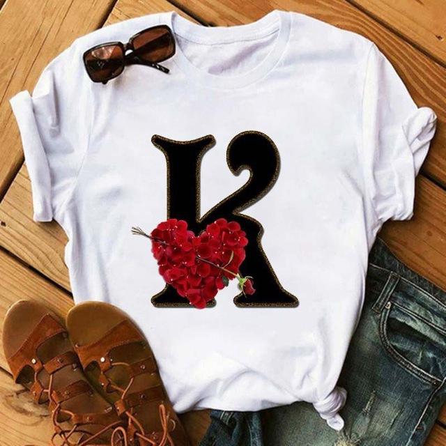 Fashion uppercase letter printed women's short-sleeved T-shirt