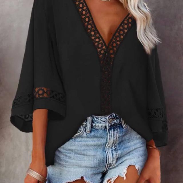 Boho V neck sexy lace woman tops