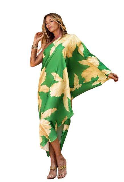 Ebay hot sale patterned satin one shoulder beach dress
