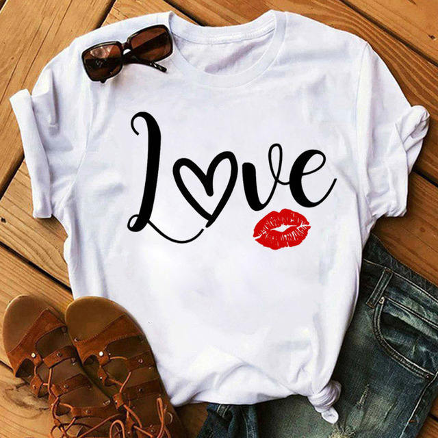 Colorful lips printing women t shirts