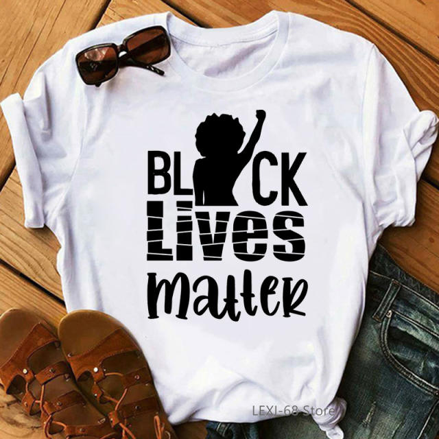 Black lives matter letter print women's short-sleeved T-shirt