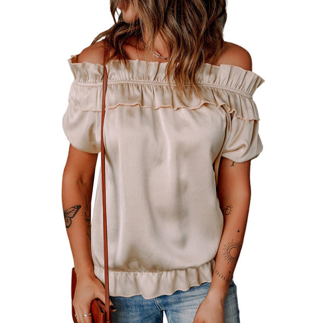 Plain color chiffon off shoulder elegant women tops