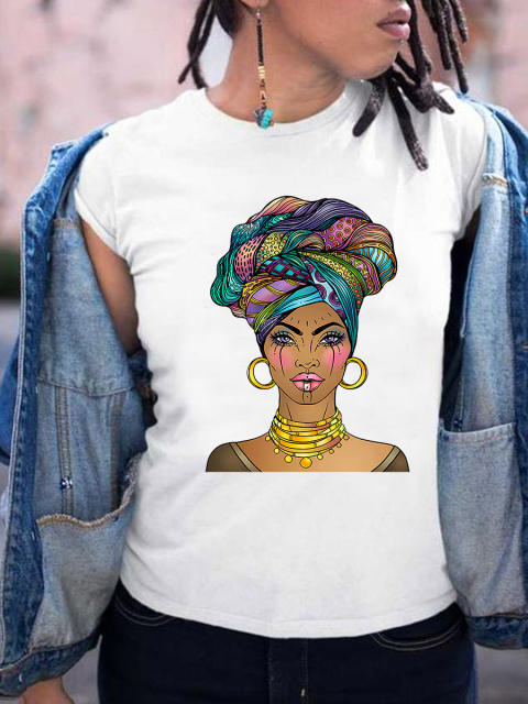 New fashion girl printed women's short-sleeved T-shirt