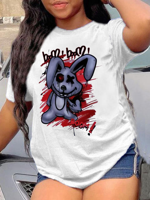 Summer Rabbit printed women's short-sleeved T-shirt