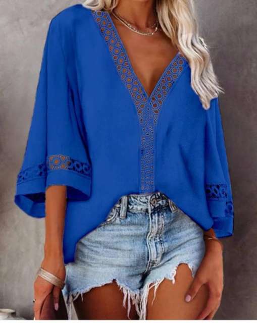 Boho V neck sexy lace woman tops