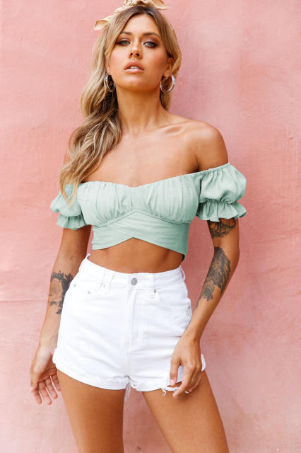 Sexy off shoulder cropped tops