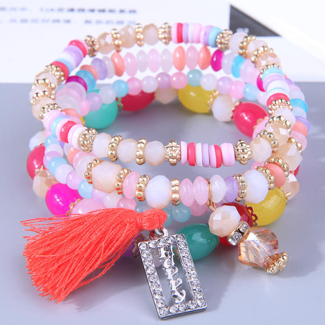 LOVE tassel hot sale layer bracelet bead bracelet