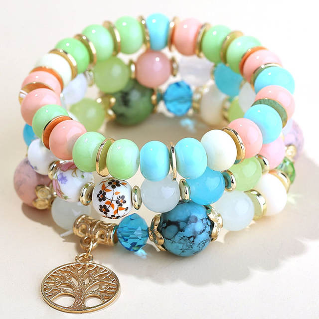 Boho colorful beads layer bracelet bead bracelet