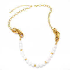 Baroque pearl real gold plated chain choker necklace